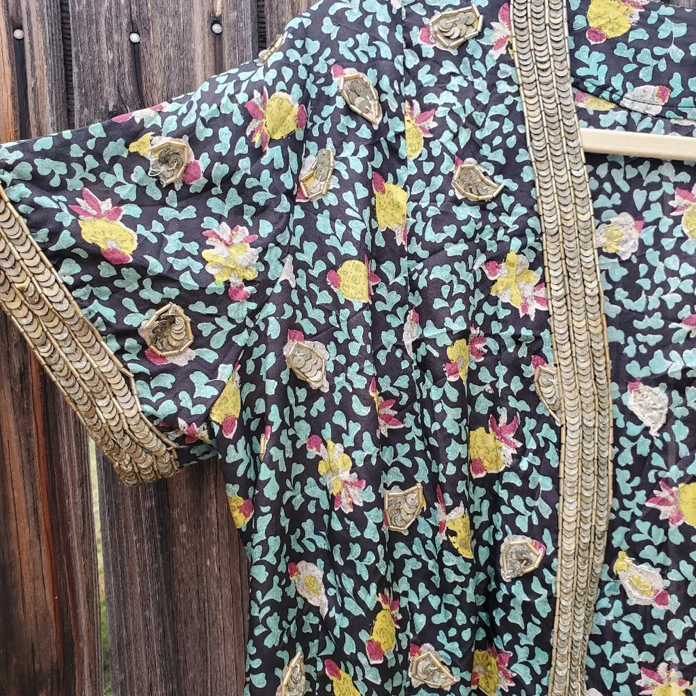 Y2K Kimono w/ bead sequin trim - Picture 3 of 7